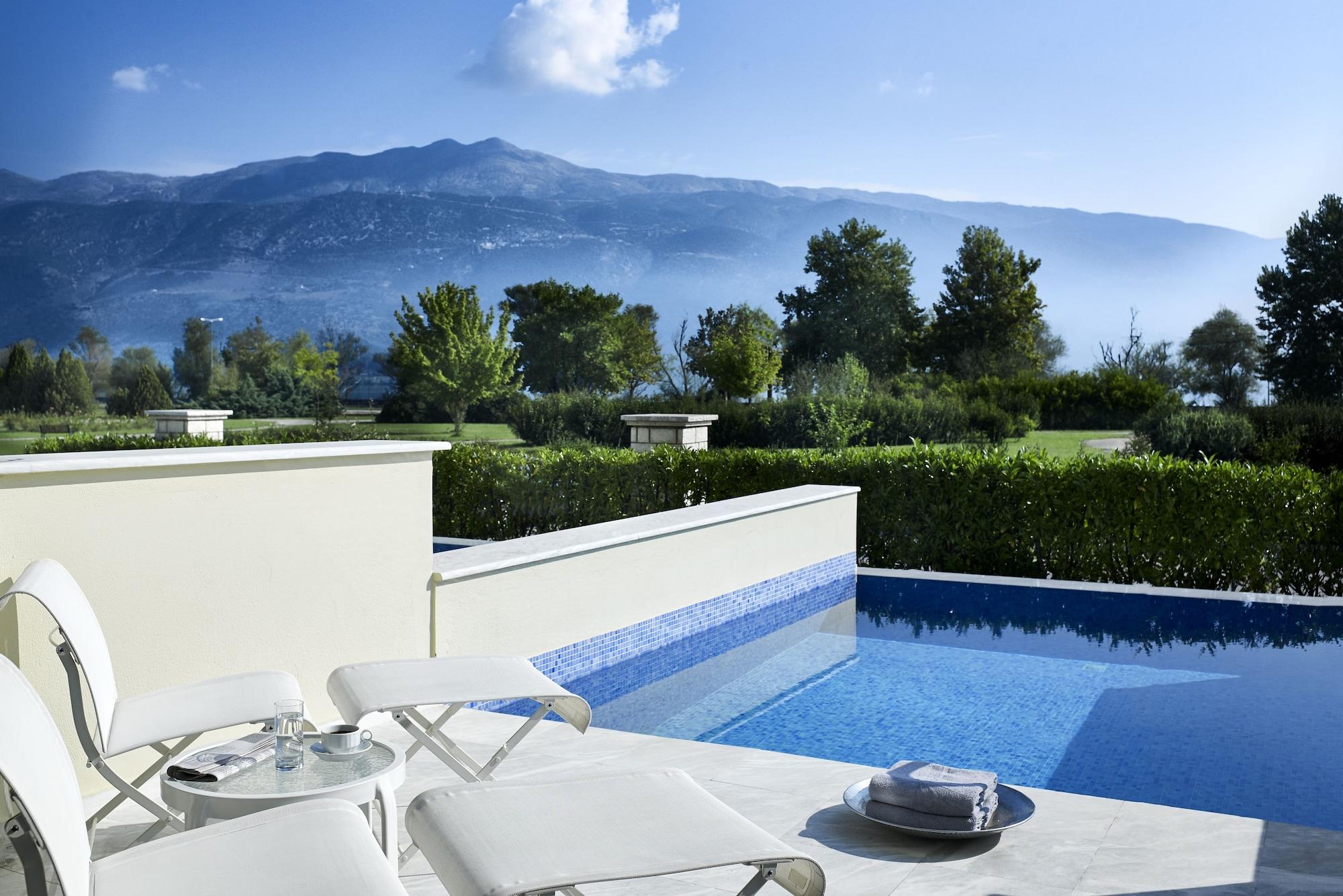 Hotel Du Lac Congress Center & Spa Ioannina Exterior foto The view from the hotel